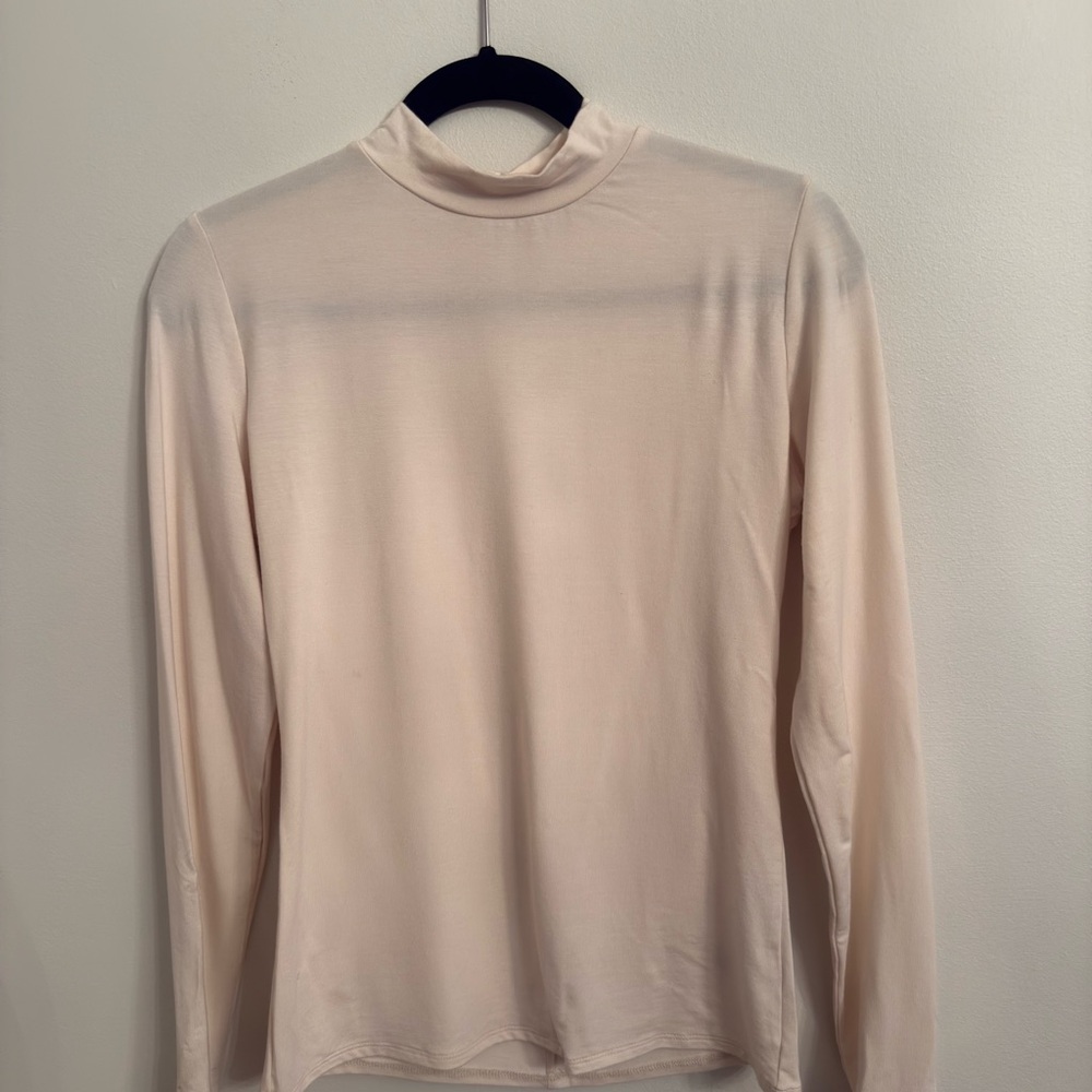 Reformation Cream Long-Sleeve Mock Neck Top